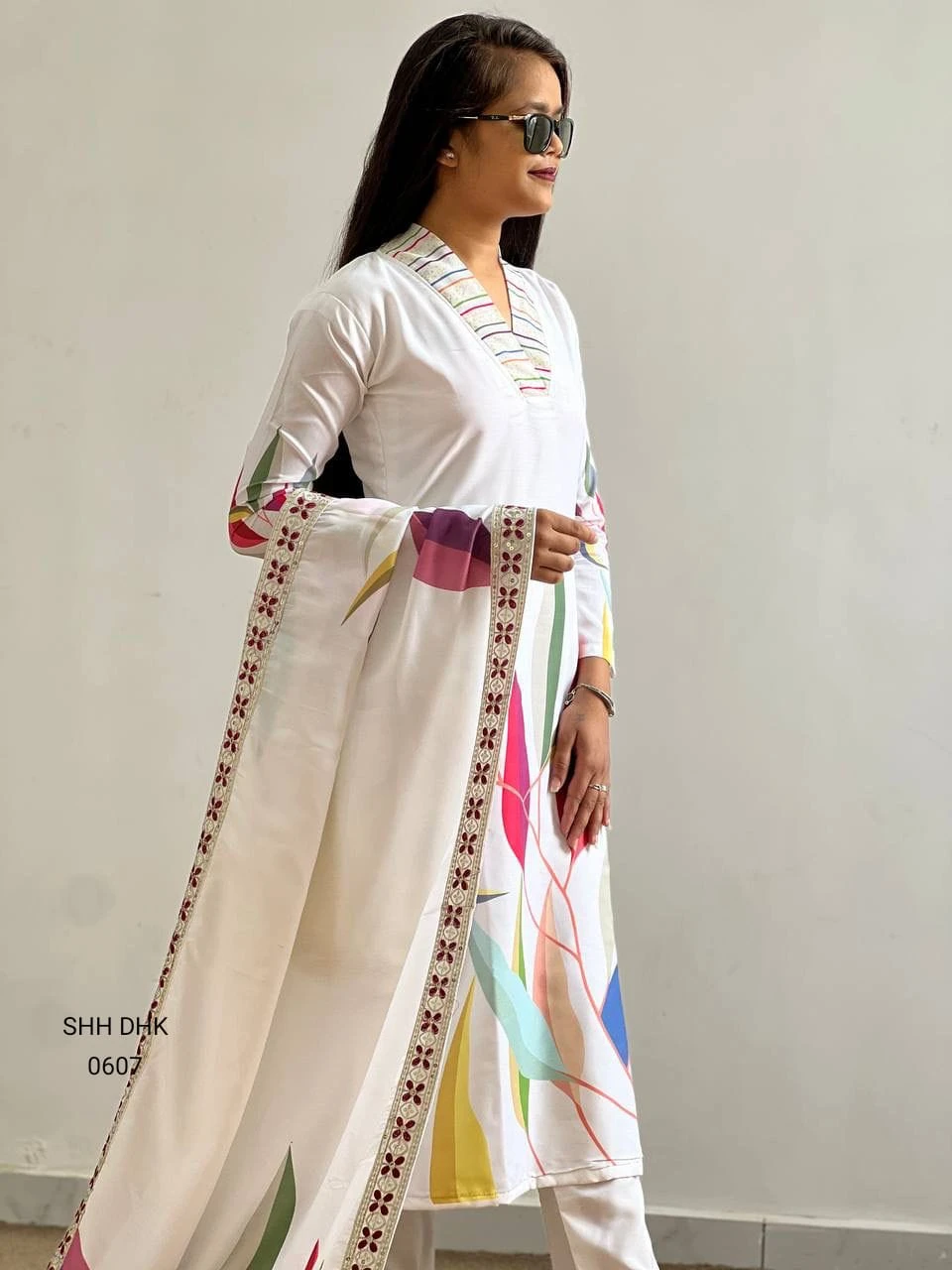 Pure White Multicolor Floral FANCY DESIGN WITH DIGITAL PRINTED TOP